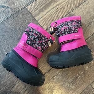 Columbia PowderBug Plus II Print PINK Black Print Snow Boots Toddler Size 9
